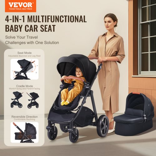 Travel System Stroller with Infant Bassinet 2in1 Baby Cradle Stroller