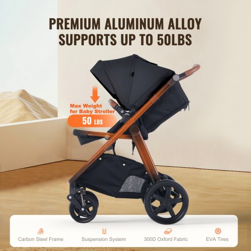 Travel System Stroller with Infant Bassinet 2in1 Baby Cradle Stroller