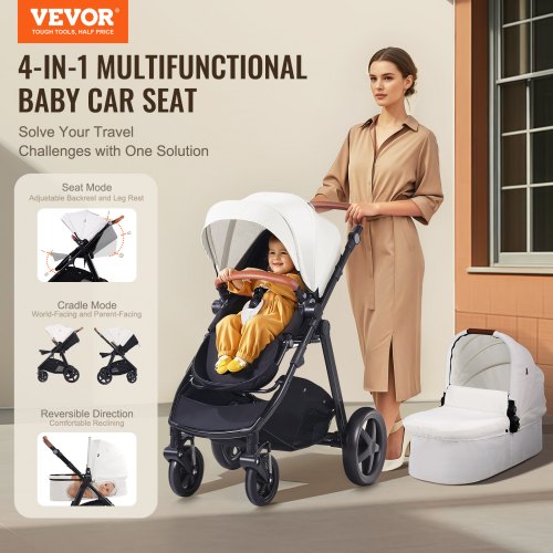 Travel System Stroller with Infant Bassinet 2in1 Baby Cradle Stroller