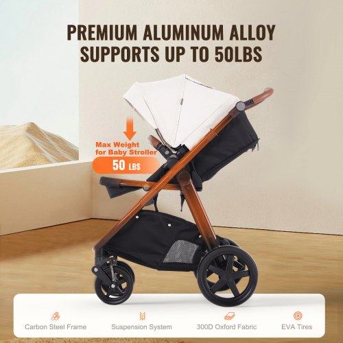 Travel System Stroller with Infant Bassinet 2in1 Baby Cradle Stroller