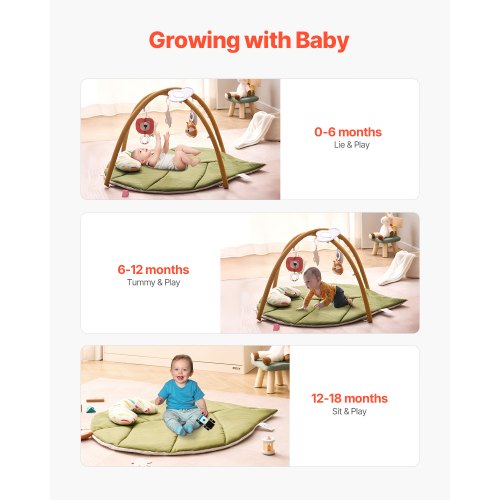 Baby Play Gym Mat Baby Activity Mat with 6 Sensory Toys Oversize