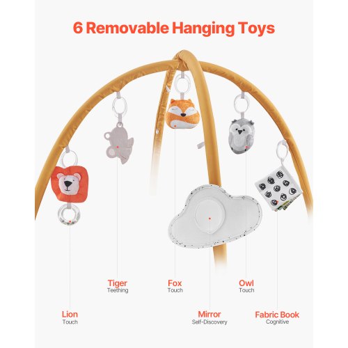 Baby Play Gym Mat Baby Activity Mat with 6 Sensory Toys Oversize