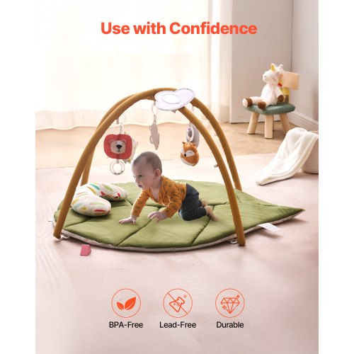 Baby Play Gym Mat Baby Activity Mat with 6 Sensory Toys Oversize