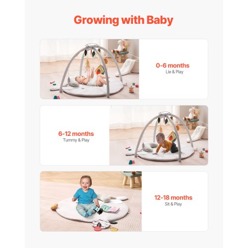 Baby Play Gym Mat Tummy Time Mat with 5 Sensory Toys Baby Activity Mat