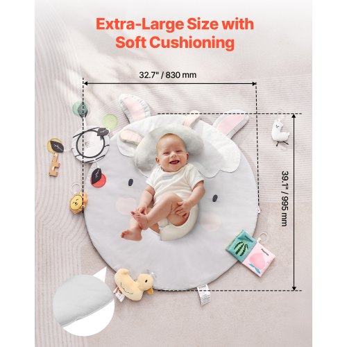 Baby Play Gym Mat Tummy Time Mat with 5 Sensory Toys Baby Activity Mat