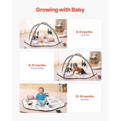 Baby Play Gym Mat Tummy Time Mat with 6 Detachable Sensory Toys 417 x