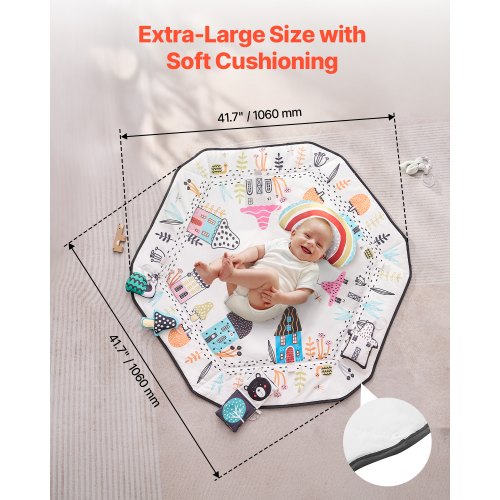 Baby Play Gym Mat Tummy Time Mat with 6 Detachable Sensory Toys 417 x