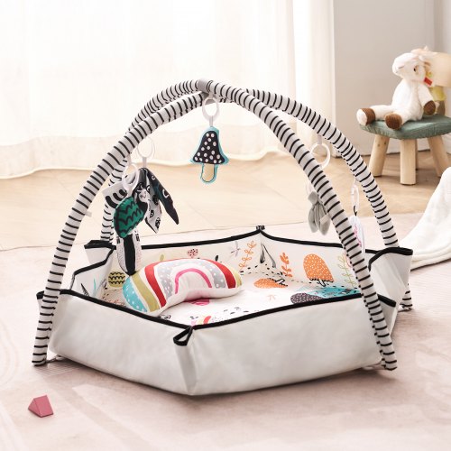 Baby Play Gym Mat Tummy Time Mat with 6 Detachable Sensory Toys 417 x