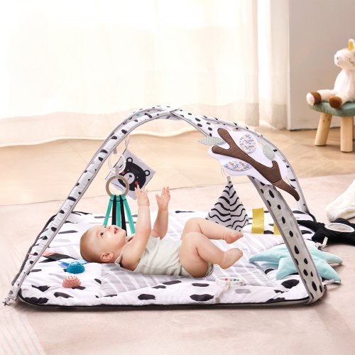 Baby Play Gym Mat Tummy Time Mat with 6 Sensory Toys Baby Activity Mat