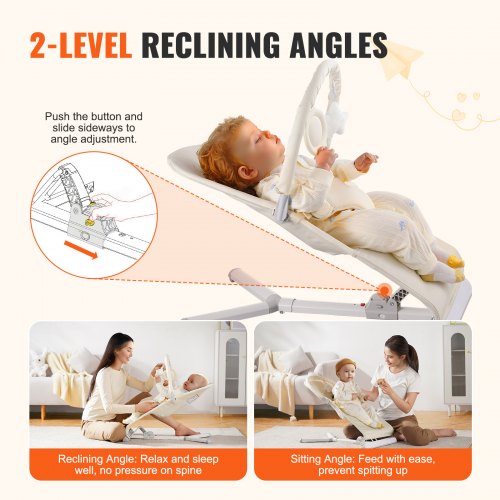 Baby Bouncer Folding Bouncer Seat Chair for Babies 09 Months with Toy Bar –