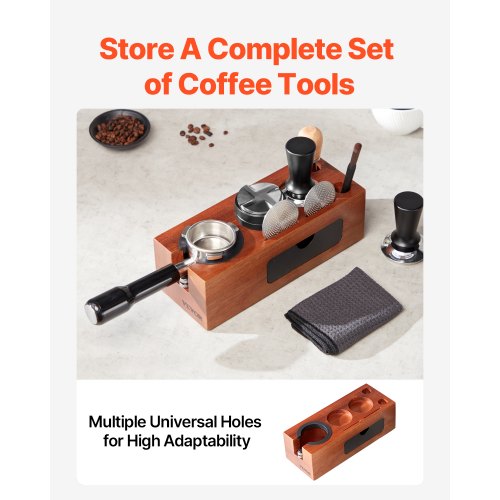 Espresso Tamping Station Sapele Wood 8in1 Multifunctional Tamping