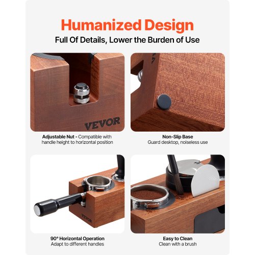 Espresso Tamping Station Sapele Wood 8in1 Multifunctional Tamping