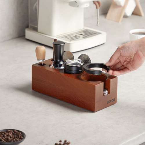 Espresso Tamping Station Sapele Wood 8in1 Multifunctional Tamping