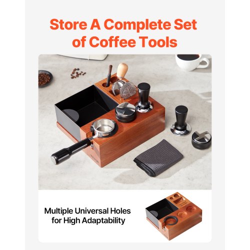 Espresso Tamping Station Sapele Wood 9in1 Multifunctional Tamping