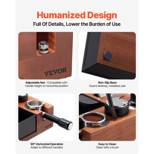 Espresso Tamping Station Sapele Wood 9in1 Multifunctional Tamping