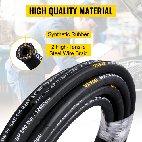 Hydraulic Hose 12 inch x 100 ft Coiled Hydraulic Hose 4000 PSI Rubber
