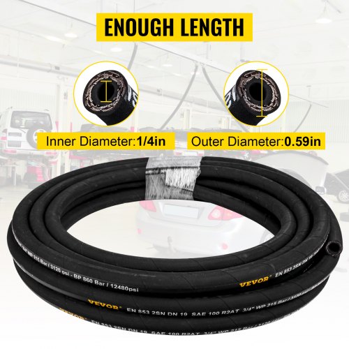 Hydraulic Hose 14 inch x 100 ft Coiled Hydraulic Hose 5800 PSI Rubber
