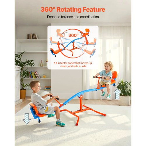 Kids Seesaw 300 lbs Load Capacity Sit and Spin Teeter Totter with EasyGrip