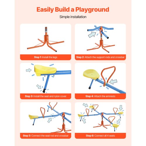 Kids Seesaw 110 lbs Load Capacity per Seat Sit and Spin Teeter Totter