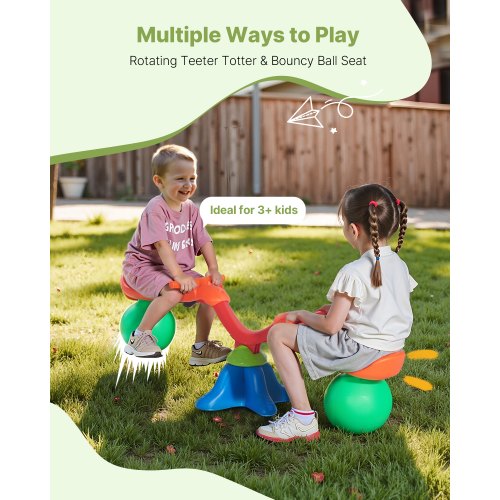 Kids Seesaw 55 lbs Load Capacity per Seat Sit and Spin Teeter Totter