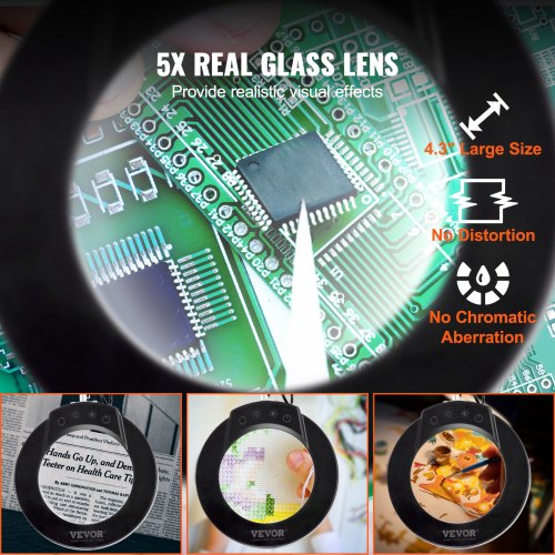 Magnifying Glass with Light and Stand 5X Magnifying Lamp 43 Glass Lens