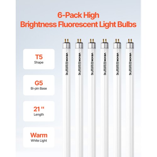 8 Pack T5 Fluorescent Light Bulbs 21Inch Linear Fluorescent Tube Lamp