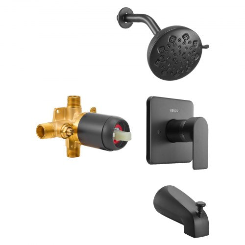 Tub and Shower Faucet Set 5Inch Rainfall Shower Head and Bathtub Spout