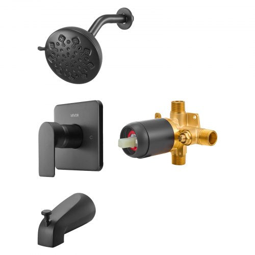 Tub and Shower Faucet Set 5Inch Rainfall Shower Head and Bathtub Spout