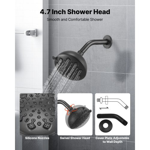 Tub and Shower Faucet Set Complete with 47Inch Rainfall Shower Head and Shower