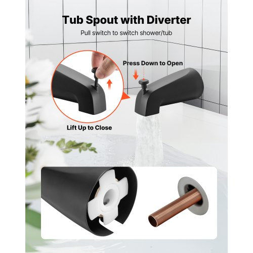 Tub and Shower Faucet Set Complete with 47Inch Rainfall Shower Head and Shower