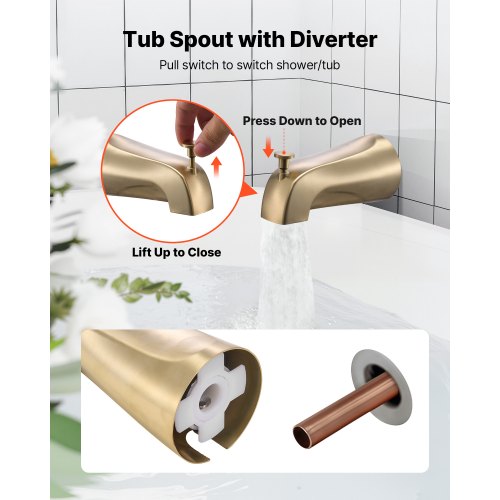 Tub and Shower Faucet Set Complete with 5Inch Rainfall Shower Head and Shower