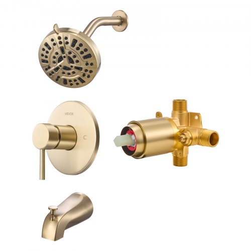 Tub and Shower Faucet Set Complete with 5Inch Rainfall Shower Head and Shower