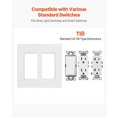 Rocker Light Switch Wall Plates 2Gang Decorative Outlet CoversStandard