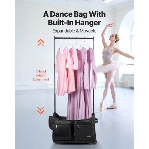 Dance Bag with Garment Rack 23 Inch Rolling Dance Duffel with Wheels USB