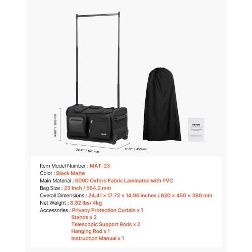 Dance Bag with Garment Rack 23 Inch Rolling Dance Duffel with Wheels USB