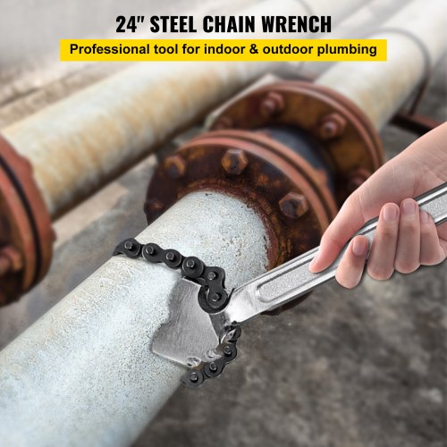 24inch Chain Wrench Carbon Steel Chain Pipe Wrench Heavy Duty 6.7 inch