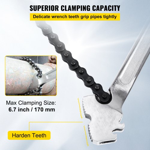 24inch Chain Wrench Carbon Steel Chain Pipe Wrench Heavy Duty 6.7 inch