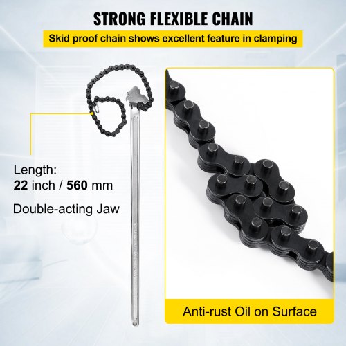 24inch Chain Wrench Carbon Steel Chain Pipe Wrench Heavy Duty 6.7 inch
