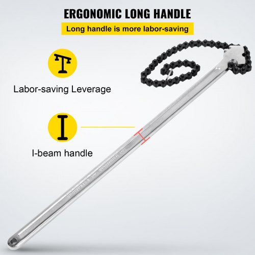 24inch Chain Wrench Carbon Steel Chain Pipe Wrench Heavy Duty 6.7 inch