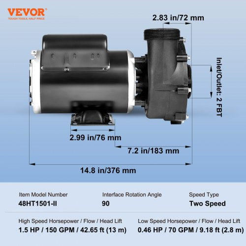 2 Speed SPA Pump 48Frame AC 110120V Hot Tub SPA Pump