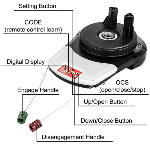 Garage Roller Door Opener 800 N Lift Force 16.4 ft Remote Control 110V