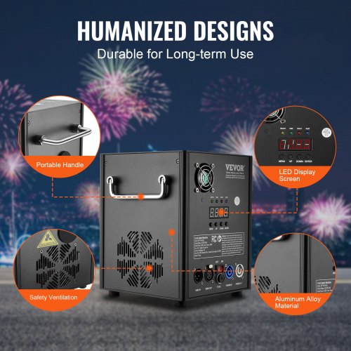 Cold Spark Machine 500W Output Fireworks Controller 6613ft Adjustable
