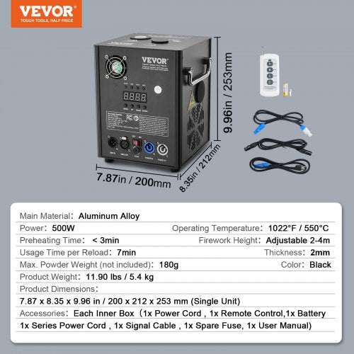 Cold Spark Machine 500W Output Fireworks Controller 6613ft Adjustable