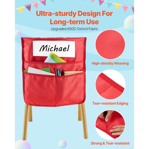 Chair Pockets for Classroom 24 Pack 18 x 20 Inches Chairback Buddy Pocket