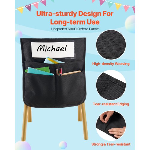 Chair Pockets for Classroom 12 Pack 18 x 20 Inches Chairback Buddy Pocket