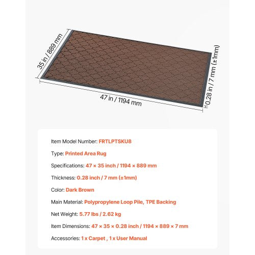 Front Door Mat 47 x 35 in Commercial Floor Mat for Indoor and Outdoor