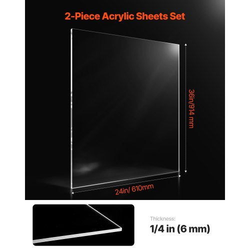 Plexiglass Acrylic Sheet 2Pack Plastic Sheets 24 x 36 Inch 14 Inch Thick
