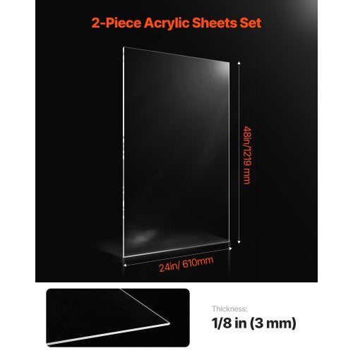 Plexiglass Acrylic Sheets 2Pack Plastic Sheet 24 x 48 Inch 18 Inch Thick