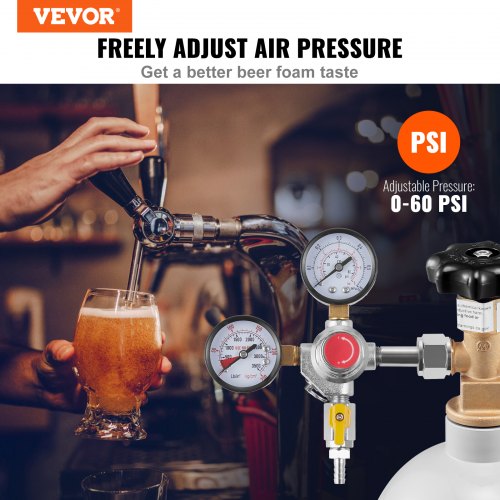 Double Gauge Regulator CO2 Regulator Gauge with 060PSI Heavy Duty CO2
