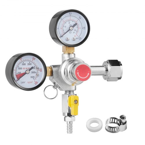 Double Gauge Regulator CO2 Regulator Gauge with 060PSI Heavy Duty CO2